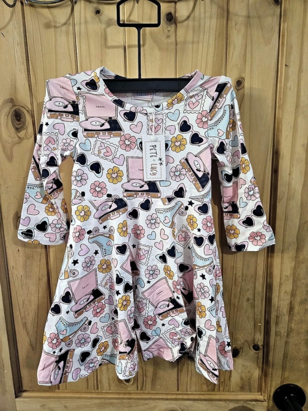 Pete + Lucy Kids Pink & White retro theme Dress Size 2T, NWT